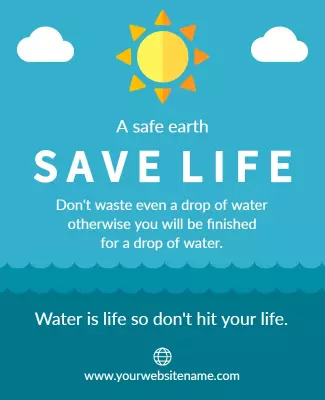 Bright Blue Water Conservation Awareness Poster Template
