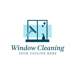 Bright Blue Window and Glass Cleaning Services Logo Template