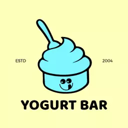 Bright Blue Yogurt Bar Featuring Fun Soft Serve Logo Template