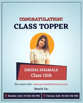 Bright Celebration Congratulations Class Topper Achievement Poster Template
