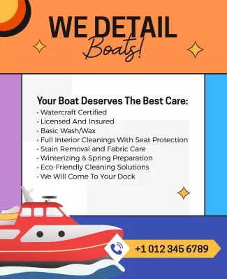 Bright Coastal Boat Detailing Services Poster Template