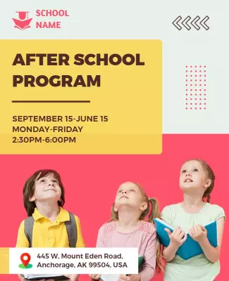 Bright Colorful After School Program Enrollment Poster Template