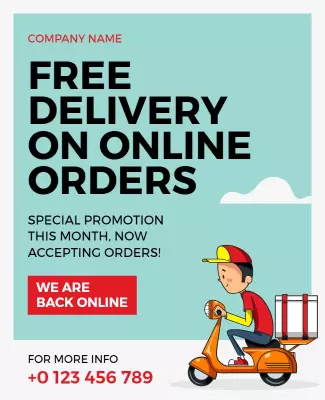 Bright Colorful Delivery Promotion for Online Orders Poster Template