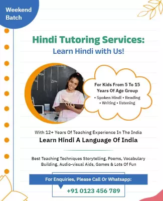Bright Colorful Hindi Tutoring Services for Kids Poster Template