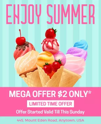 Bright Colorful Ice Cream Summer Promotion Poster Template