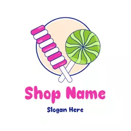 Bright Colorful Lollipop and Candy Illustration Gummies Logo Template