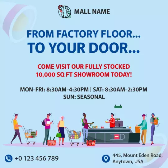Bright Colorful Mall Showcase for Local Business Promotion Ad Template