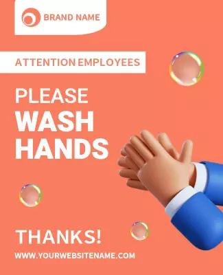 Bright Coral Hygiene Reminder for Employees Flyer Template