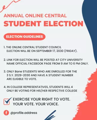 Bright Coral Theme Student Election Guidelines Poster Template