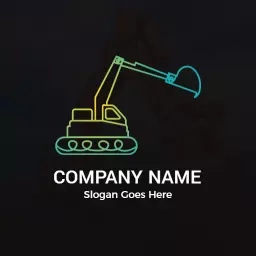 Bright Cyan and Yellow Excavator Design for Construction Logo Template