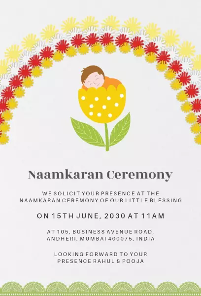 Bright Floral Naamkaran Ceremony Celebration Invitation Template