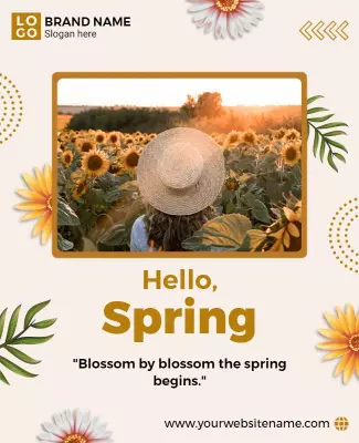 Bright Floral Spring Sunflower Greeting Poster Template