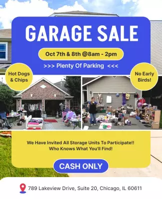 Bright Fun Community Garage Sale Event Poster Template