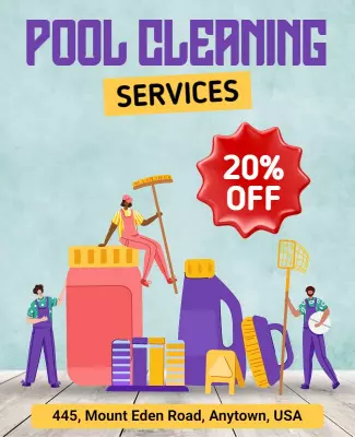 Bright Fun Pool Cleaning Services Promotion Poster Template