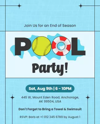 Bright Fun Pool Party Celebration Invitation Poster Template
