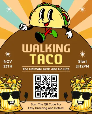 Bright Fun Walking Taco Special Event Flyer Template