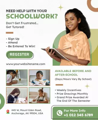 Bright Green Academic Tutoring Support Program Poster Template