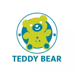 Bright Green and Blue Teddy Bear Design for Kids Logo Template