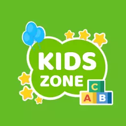 Bright Green and Cheerful Kids Zone with Stars Logo Template