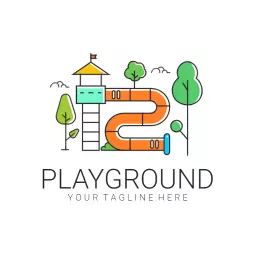 Bright Green and Orange Slide Design for Playground Logo Template