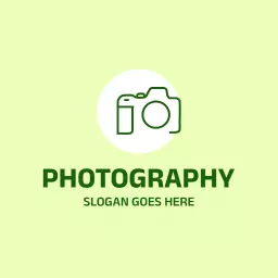 Bright Green and White Minimalist Photography Logo Template