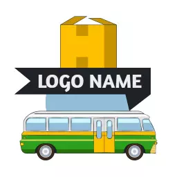 Bright Green and Yellow Bus Symbolizes Efficient Logistics Logo Template