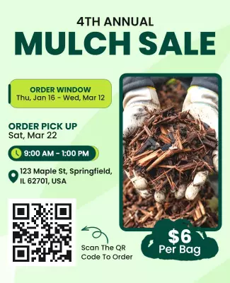 Bright Green Annual Mulch Sale Fundraiser Poster Template