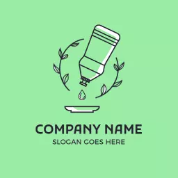 Bright Green Dishwashing Liquid Bottle with Clean Plate Logo Template