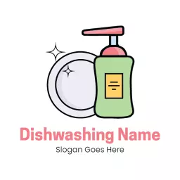 Bright Green Dishwashing Liquid with Shiny Clean Plate Logo Template
