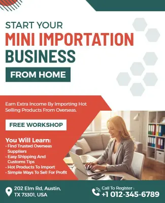 Bright Green Home-Based Mini Importation Workshop Flyer Template