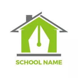 Bright Green House Design Representing School Environment Logo Template