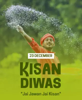 Bright Green Kisan Diwas Celebration Poster Template