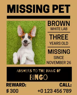 Bright Green Missing Pet Notice for Lost Dog Flyer Template