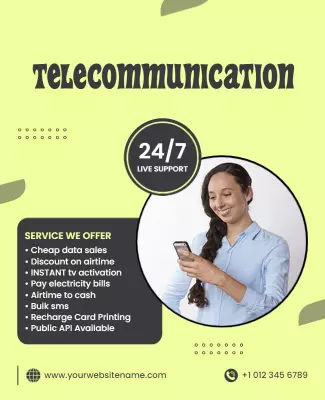 Bright Green Modern Telecommunication Service Support Poster Template