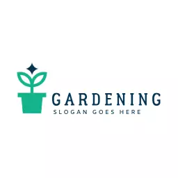 Bright Green Plant Growing in a Pot for Gardening Logo Template