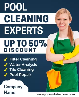 Bright Green Pool Cleaning Services Discount Offer Poster Template