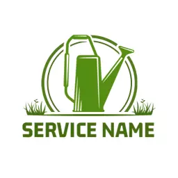 Bright Green Watering Can Symbolizing Lawn Care Services Logo Template