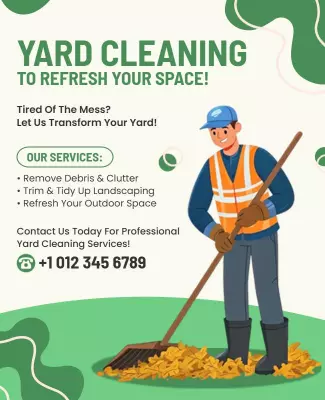 Bright Green Yard Cleaning Service Refresh Your Space Poster Template