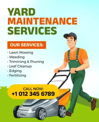 Bright Green Yard Maintenance Services Guide Poster Template