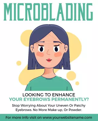 Bright Illustrated Microblading Eyebrow Enhancement Poster Template
