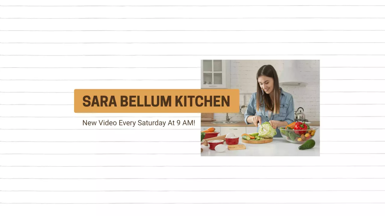 Bright Kitchen Scene with Cooking Tips on YouTube Banner Template