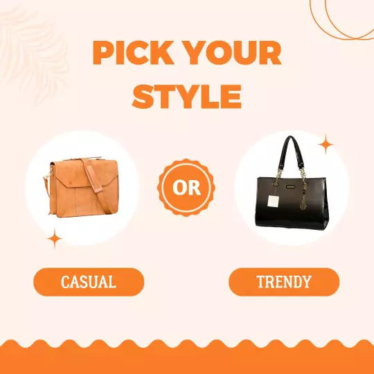 Bright Minimalist Casual vs Trendy Handbag Style Comparison Ad Template