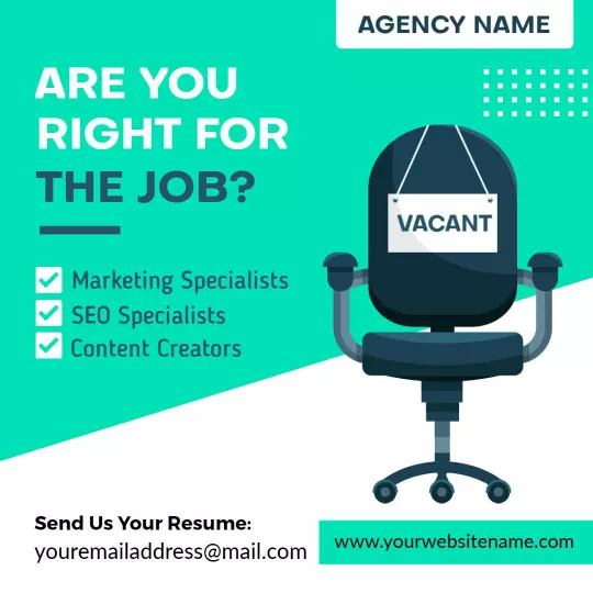 Bright Modern Hiring Announcement for Marketing and SEO Specialists Ad Template