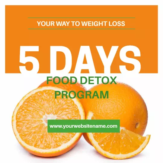 Bright Orange 5-Day Food Detox Weight Loss Program Ad Template