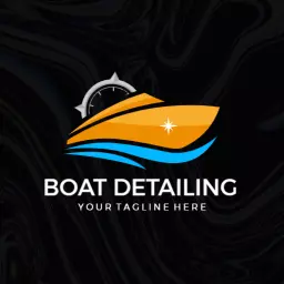 Bright Orange and Blue Boat Design Emphasizing Detailing Logo Template
