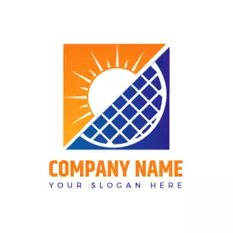 Bright Orange and Blue Solar Energy Solutions Logo Template