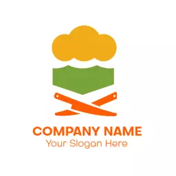 Bright Orange and Green Culinary Delight Catering Logo Template
