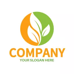 Bright Orange and Green Plant Design for Eco-Friendly Logo Template