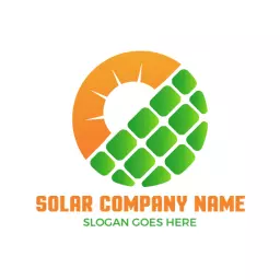 Bright Orange and Green Solar Energy Sustainability Logo Template