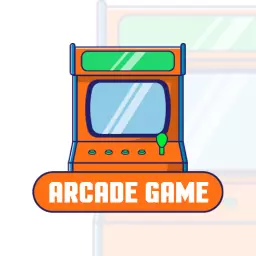 Bright Orange Arcade Game Design with Retro Feel Logo Template
